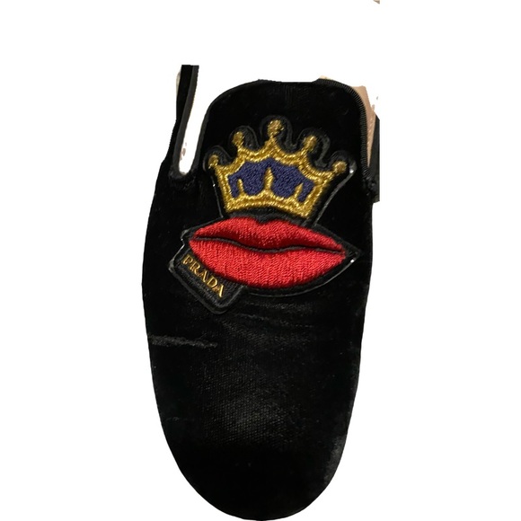 Prada Velvet Flats w Crown & Lips - Picture 3 of 8